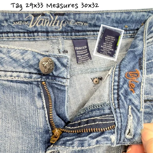 Vintage Y2K Low Rise Flare Jeans 29 Embroidered Studded Grunge Mall Grunge - Picture 8 of 13